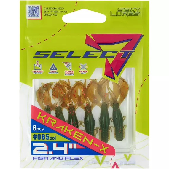 Силікон Select Kraken-X SE 2.4" #085 (6шт/уп), Довжина силікону: 2.4" (6.1 см), Колір силікону: 85, фото , изображение 2